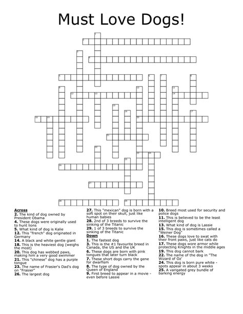 water dog crossword clue